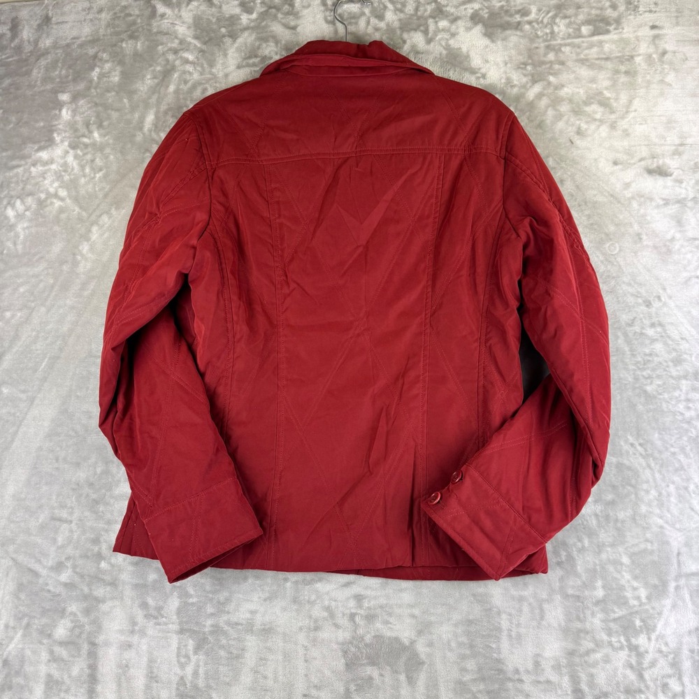 Faonnable Quilted Button Down Jacket Womens M Red… - image 5